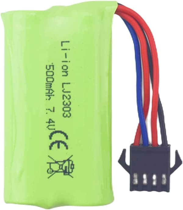 Yunique - Höghastighets 7,4V 500mAh litiumbatterier - EC16 DE85-kompatibel för fjärrkontrollbåt, fartygsmodell och bil - 2 stycken