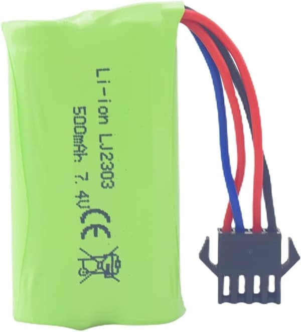 Yunique - Höghastighets 7,4V 500mAh litiumbatterier - EC16 DE85-kompatibel för fjärrkontrollbåt, fartygsmodell och bil - 2 stycken