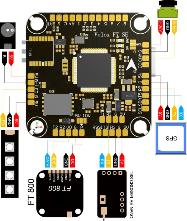 T-Motor Velox F7 SE 50A Flight Controller og ESC