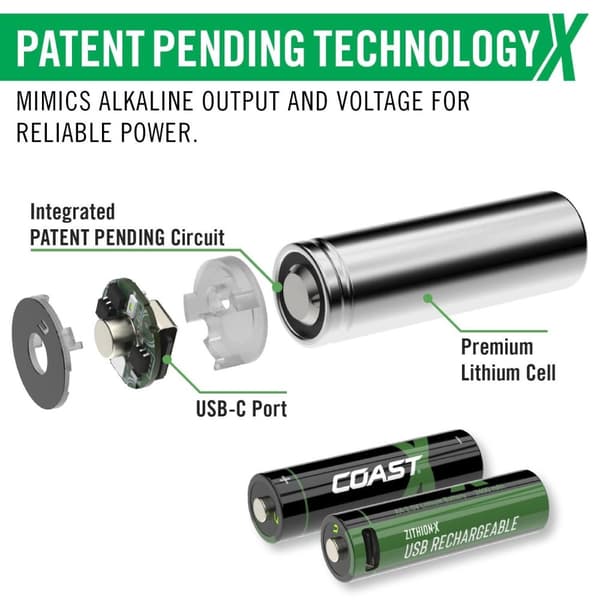 Coast AAA USB-C genopladeligt batteri 1.5V 750mAh(