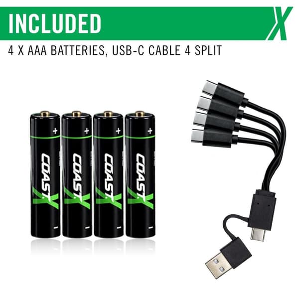 Coast AAA USB-C genopladeligt batteri 1.5V 750mAh(