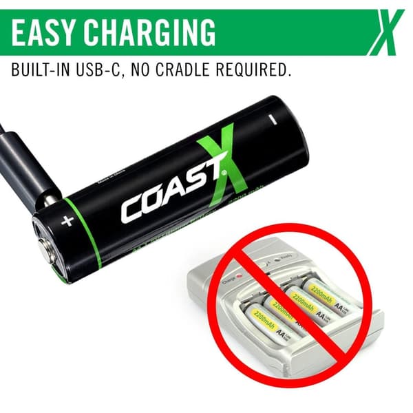 Coast AA USB-C Oppladbare Batteri 1.5V 2400mAh(4)