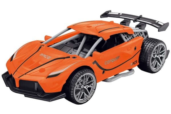 Die-cast pull back car w/sound & 'Try-Me', orange