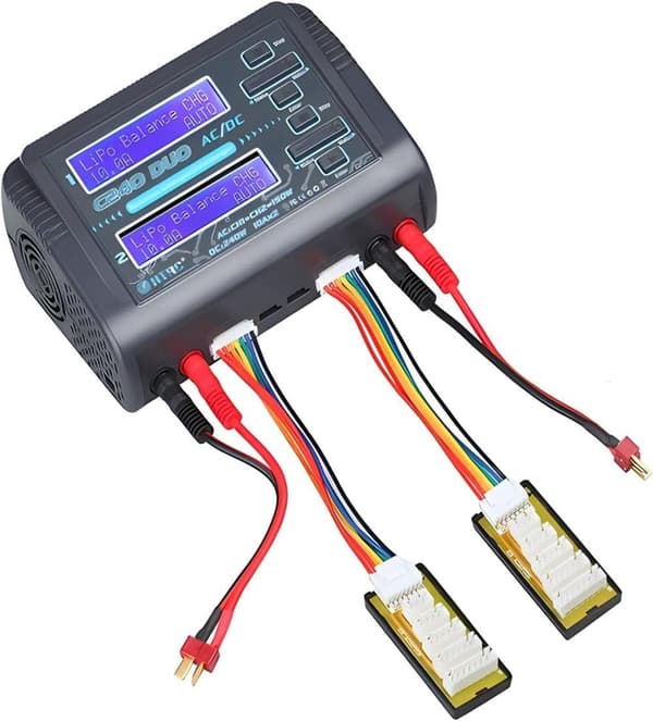 HTRC C240 dobbelt oplader til RC LiPo/Li-ion/LiFe/LiHV/NiCd/NiMH/PB-batterier – Balanceret oplader/aflader, AC150W/DC240W, 10A, til 1-6S LiPo
