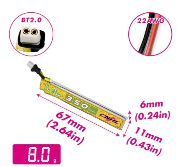 1s   350mAh - 75C - CNHL HV Pizza BT2.0 5 stk.