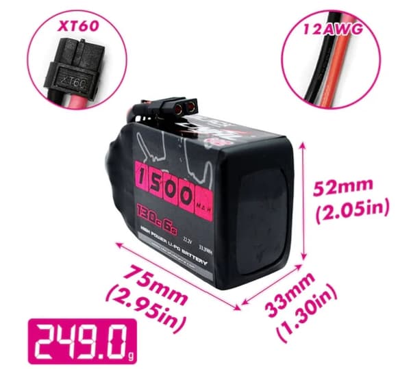 6s  1500mAh -130C - CNHL FPV Black Series V2 XT60