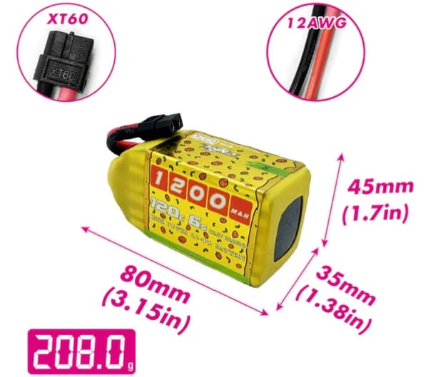 6s  1200mAh -120C - SpeedyPizzaDrones V2 XT60