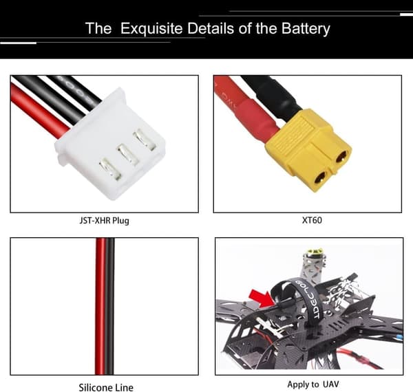 3-cells 11.1V 2200mAh 35C Lipo-batteri med XT60-kontakt, silikonkabel och mjukt skal - Storlek 75X33X25mm, Vikt 140g - Hög effekt för RC-modeller