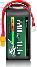 Miniatyrbild 1 av 3: 3-cells 11.1V 2200mAh 35C Lipo-batteri med XT60-kontakt, silikonkabel och mjukt skal - Storlek 75X33X25mm, Vikt 140g - Hög effekt för RC-modeller