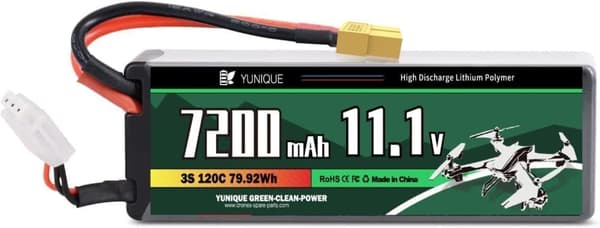 3-cellet 11,1V 7200mAh 120C Lipo-batteri med XT90-stik, silikonekabel og hård skal - dimensioner 138X46X37mm, vægt 488g - høj effekt til RC-modeller