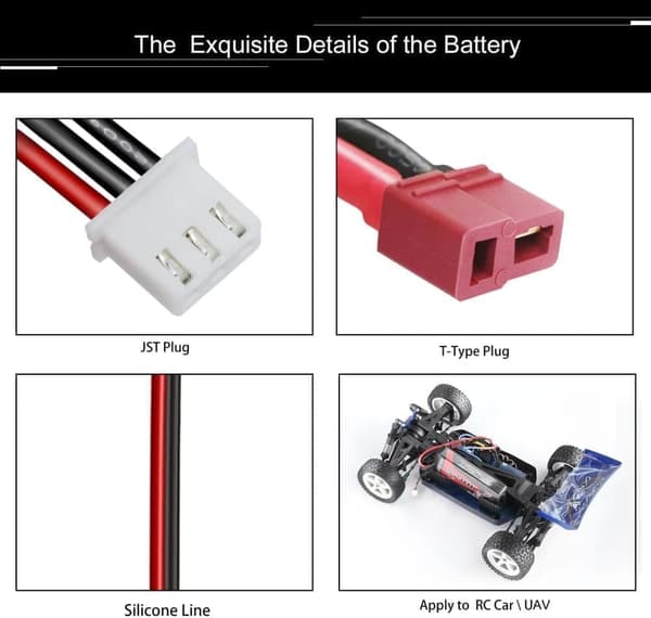 3-cellet 11,1V 5200mAh 100C Lipo-batteri med T-stik, silikonekabel og hård skal - Dimensioner 138x47x36mm, vægt 359g - Høj effekt til RC-modeller