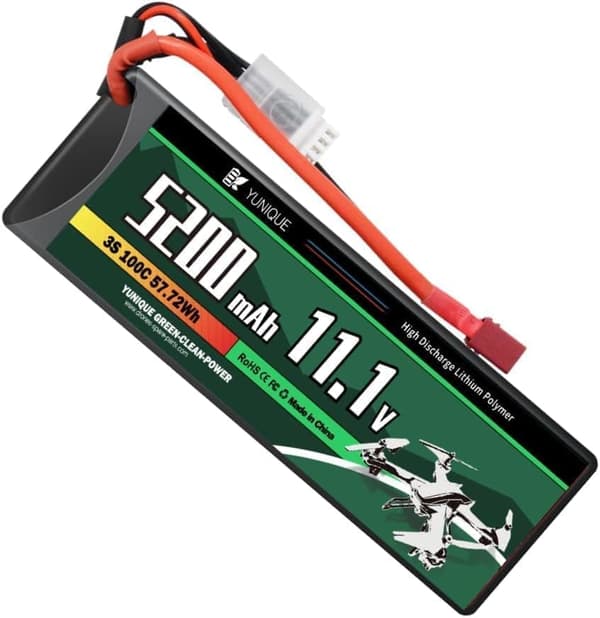 3-cellet 11,1V 5200mAh 100C Lipo-batteri med T-stik, silikonekabel og hård skal - Dimensioner 138x47x36mm, vægt 359g - Høj effekt til RC-modeller