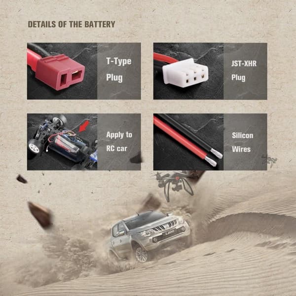 2-cells 7.4V 5200mAh 50C Lipo-batteri med T-kontakt, silikonkabel och hårt skal - Mått 138x47x25mm, vikt 246g - Hög effekt för RC-modeller