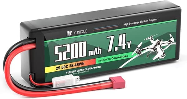 2-cells 7.4V 5200mAh 50C Lipo-batteri med T-kontakt, silikonkabel och hårt skal - Mått 138x47x25mm, vikt 246g - Hög effekt för RC-modeller