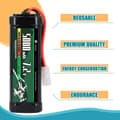 Miniatyrbillede 3 af 5: NiMH 7.2V 5000mAh genopladeligt batteri med Tamiya-stik og silikonekabel - 6 celler - størrelse 135X47X24mm - Høj kapacitet til RC-modeller