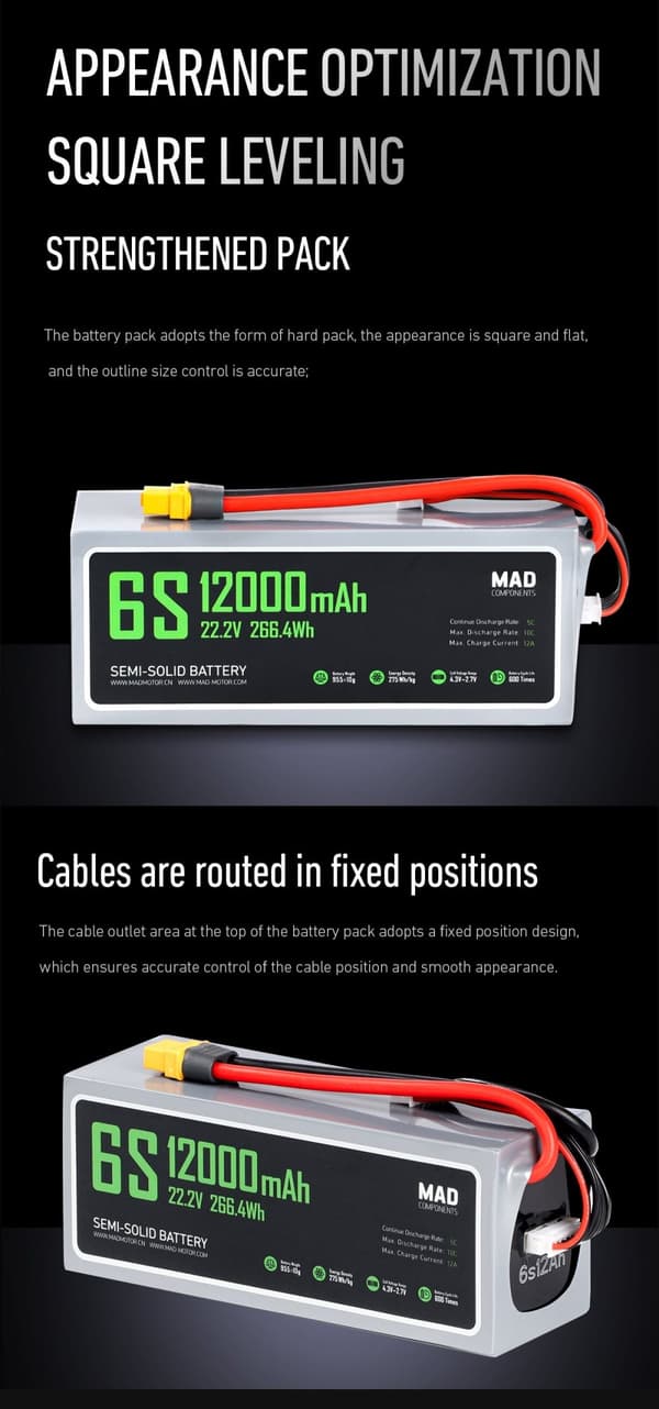 6s 12000mAh -10C - Mad Components XT60