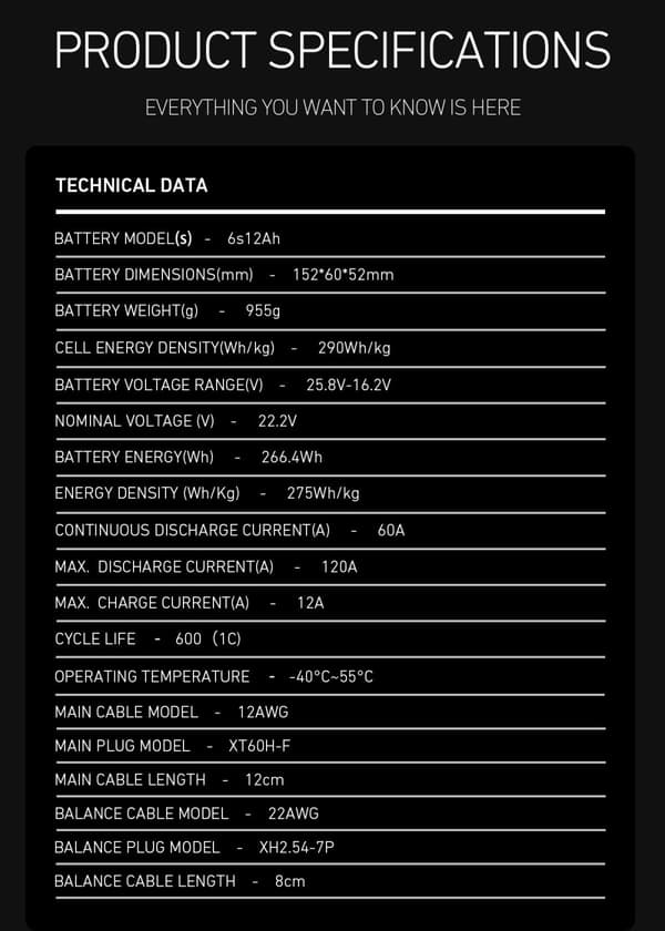 6s 12000mAh -10C - Mad Components XT60