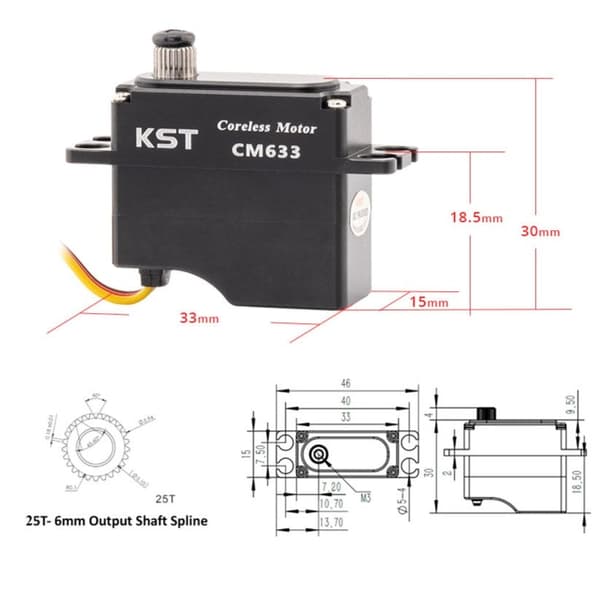 KST CM633 Coreless Mini Servo 15kg/0.08s