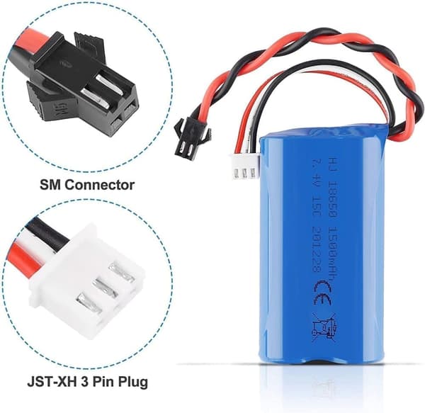 7.4V 1500mAh Lipo Batteri + USB Oplader SM-2P Til RC U12A H101 - Fjernstyret Legetøj Tilbehør Li-Ion Batteri