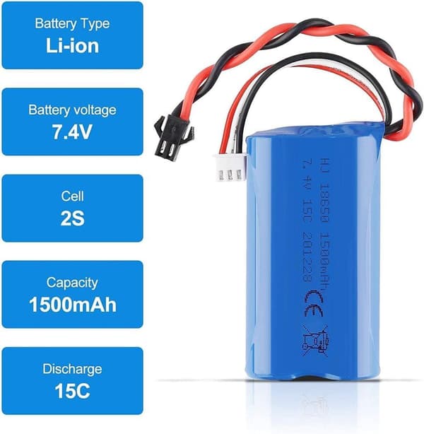7.4V 1500mAh Lipo Batteri + USB Oplader SM-2P Til RC U12A H101 - Fjernstyret Legetøj Tilbehør Li-Ion Batteri