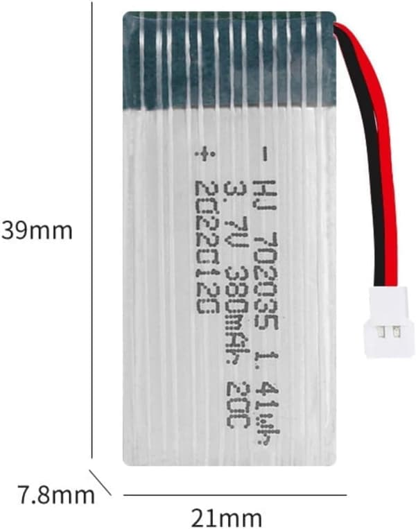 Hubsan 2x 3.7V 380mAh LiPo Batterier + USB för Hubsan X4 Syma X11 – Tillbehör till Fjärrstyrda Leksaker LiPo-batteri