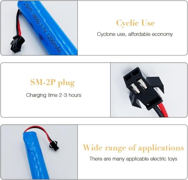 4x 3.7V 1200mAh batterier + USB til DE45 DE42 1:14 – Fjern legetøj LiPo batteri tilbehør