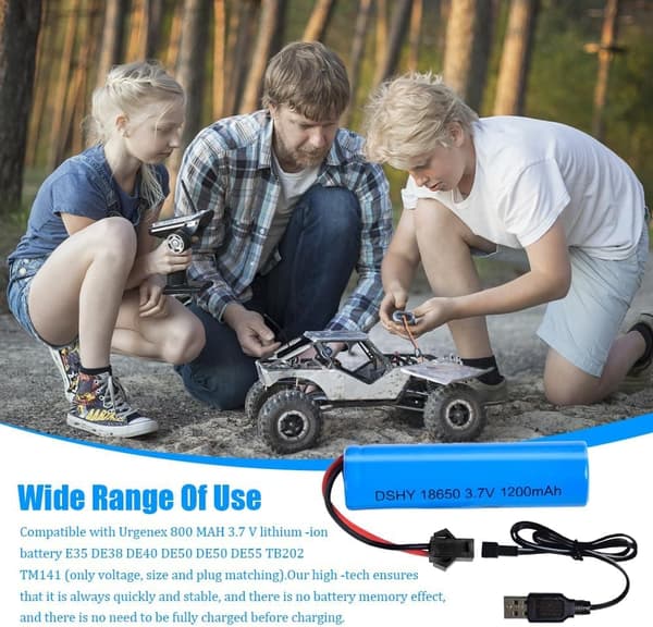 4x 3.7V 1200mAh batterier + USB til DE45 DE42 1:14 – Fjern legetøj LiPo batteri tilbehør