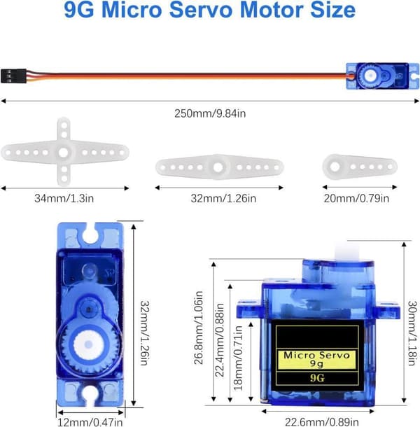 10 delar Micro Servo 9G för RC Flyg Båt Robot – Tillbehör till Fjärrstyrda Leksaker Servomotor