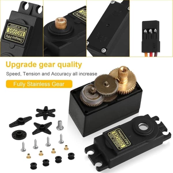 2 stycke MG995 Digital Servo Metall 15kg – Tillbehör till Fjärrstyrda Leksaker Servomotor