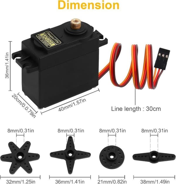 2 stycke MG995 Digital Servo Metall 15kg – Tillbehör till Fjärrstyrda Leksaker Servomotor