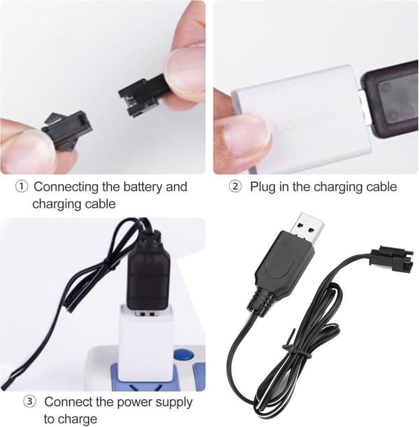 Yunique 2x USB Oplader 3.7V SM-2P til LiPo / NiMH RC – Tilbehør til Fjernstyret Legetøj Batterioplader