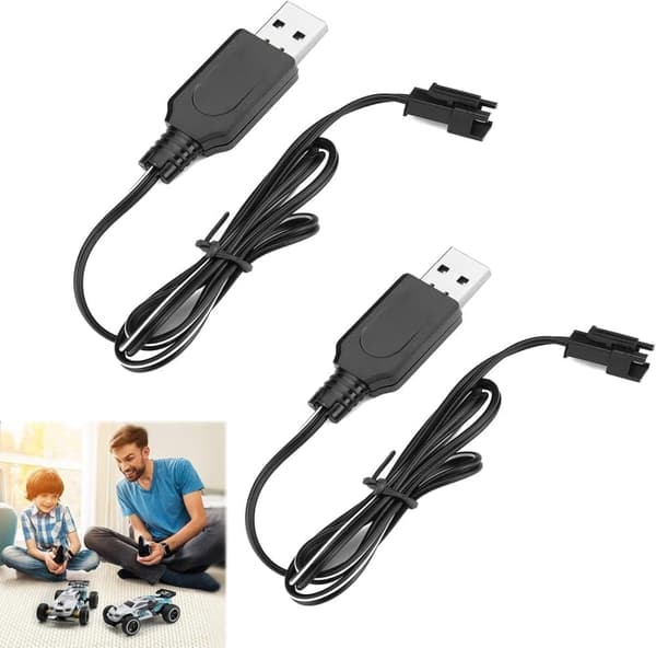 Yunique 2x USB Oplader 3.7V SM-2P til LiPo / NiMH RC – Tilbehør til Fjernstyret Legetøj Batterioplader