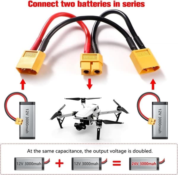2x XT60 Seriekabel 2S till 4S LiPo – Tillbehör till Fjärrstyrda Leksaker Strömadapter