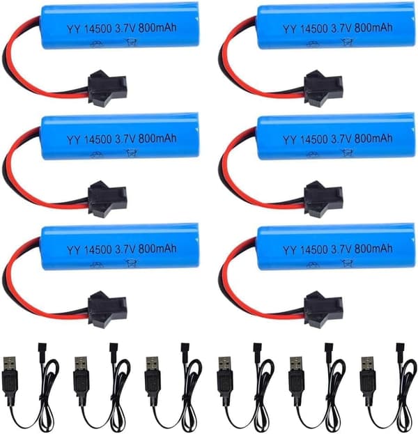 6 stk 3.7V 800mAh LiPo + USB SM-2P til C2 D828 – Fjernbetjening Legetøj Tilbehør LiPo Batteri