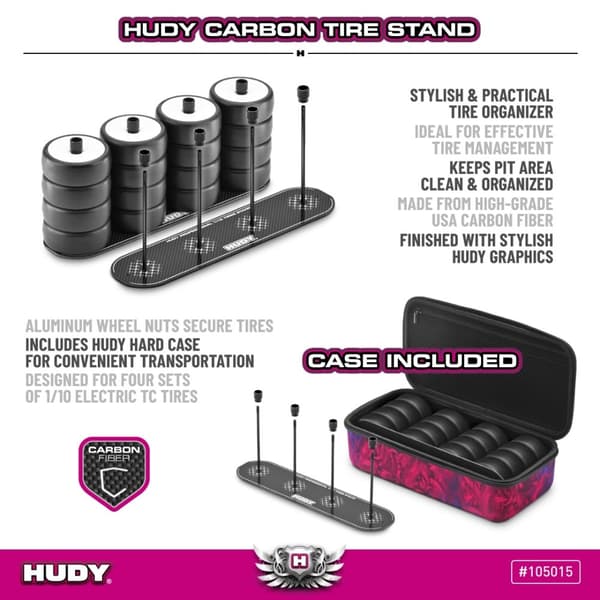 HUDY Carb Tire Stand + Hard Case - 1/10 Electric