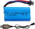 Miniatyrbillede 1 af 7: 1 stk 7.4V 600mAh Li-ion batteri + USB-oplader SM-3P – Velegnet til RC Car DE82, TK3086B, TK-3082B Tilbehør til RC legetøjsbatterier