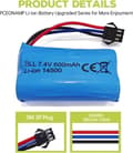 Miniatyrbillede 7 af 7: 2 stk 7.4V 600mAh Li-ion batteri + USB-oplader SM-3P – Velegnet til RC Car DE82, TK3086B, TK-3082B Tilbehør til RC legetøjsbatterier