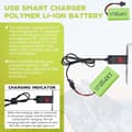 Miniatyrbillede 3 af 7: 2 stk 3.7V 1600mAh Li-ion batterier + USB-kabler SM-2P - Velegnet til RC bil 9962, 8837 fjernstyret legetøj batterier