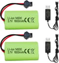Miniatyrbillede 1 af 7: 2 stk 3.7V 1600mAh Li-ion batterier + USB-kabler SM-2P - Velegnet til RC bil 9962, 8837 fjernstyret legetøj batterier