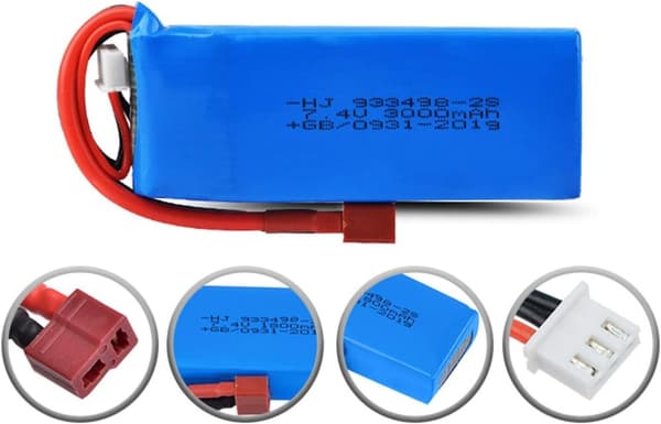 7.4V 3000mAh LiPo Batteri 2S med T-stik - Velegnet til Wltoys 144001 1/14 RC Car - Tilbehør til fjernbetjent legetøj Batterier