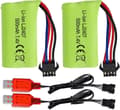 Miniatyrbillede 1 af 7: 2 stk 7.4V 500mAh lithiumbatterier + USB-oplader - Høj hastighed - Velegnet til EC16, DE85 RC båd, bil - tilbehør til fjernstyret legetøj batterier