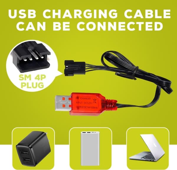1 stk 7.4V 500mAh lithiumbatterier + USB-oplader - Høj hastighed - Velegnet til EC16, DE85 RC båd, bil - tilbehør til fjernstyret legetøj batterier