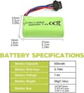 Miniatyrbillede 7 af 7: 1 stk 7.4V 500mAh lithiumbatterier + USB-oplader - Høj hastighed - Velegnet til EC16, DE85 RC båd, bil - tilbehør til fjernstyret legetøj batterier