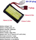 Miniatyrbillede 5 af 8: 7.4V 3000mAh 15C Li-ion batteri med T-stik + USB-opladningskabel - Passer til WLtoys 12423 - Tilbehør til fjernbetjent legetøj batterier
