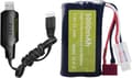 Miniatyrbillede 1 af 8: 7.4V 3000mAh 15C Li-ion batteri med T-stik + USB-opladningskabel - Passer til WLtoys 12423 - Tilbehør til fjernbetjent legetøj batterier