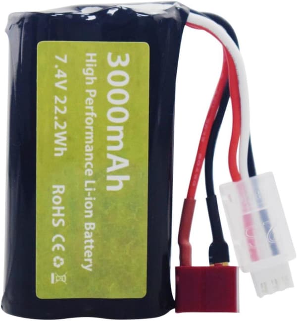 2 stk 7.4V 3000mAh 15C Li-ion batterier med T-stik + 2-i-1 USB-oplader - Passer til WLtoys 12423 - Tilbehør til fjernstyret legetøj batterier