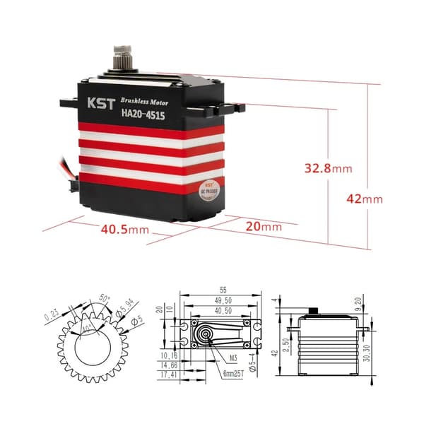 KST HA20-4515 HV Borstlös Servo 50kg/0.13s