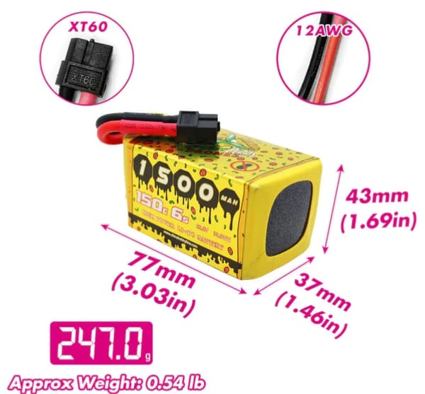 6s 1500mAh -150C - SpeedyPizzaDrones Pro XT60
