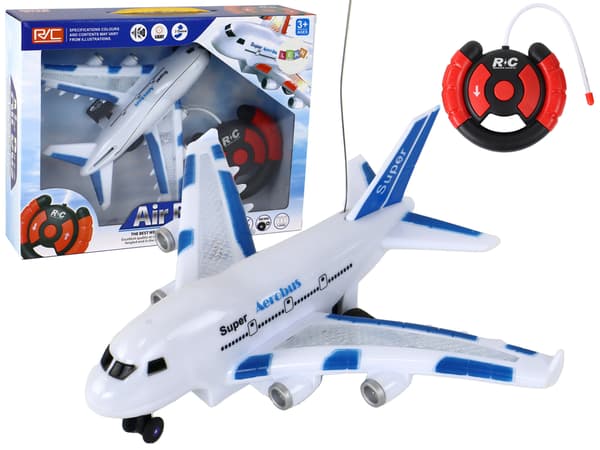 RC-lentokoneen kauko-ohjattu valkoinen Aerobus-kaukosäätimen valot