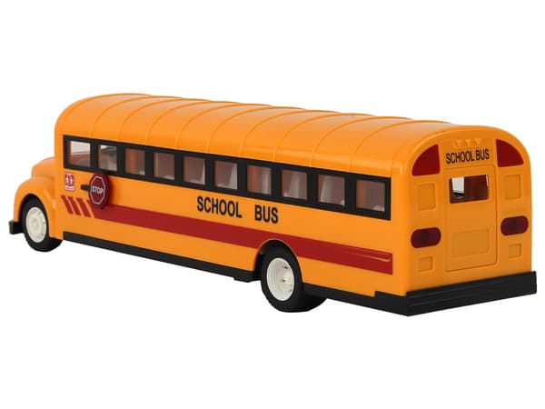 Gul fjernstyret R/C skolebus med åbne døre